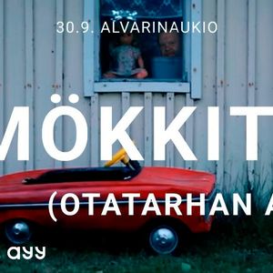 an image of a red toy car in front of a white cottage with Loiri in the window with the texts 30.9. Alvarin aukio / Smökkitie / (Otatarhan ajot)