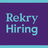 Violet and blue graphics with a text "hiring"