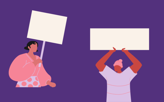 Students with protest signs