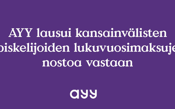 Liila tausta ja valkoista tekstiä