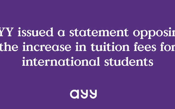 Purple background and white text