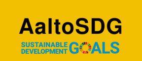 AaltoSDG logo text on yellow background