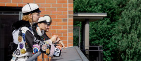 Students at a one-time rental facility balcony