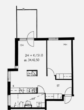 Haarniskatie 8, pohjakuva kaksio 51m2