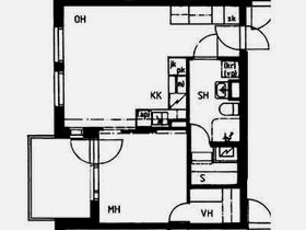 Pohjavedenkatu 4, pohjakuva kaksio 39,5m2