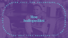 Keskellä henkilö ja teksti Hae hallopediksi