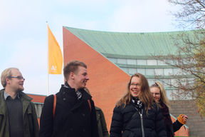 Students walking outside