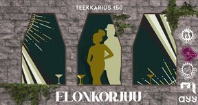 miehen ja naisen siluetti ja drinkkilaseja