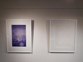 kuvassa kaksi taulua museon seinällä