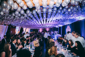 Students enjoying dinner in a one-time rental facility