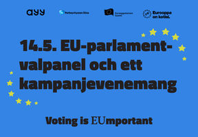 sininen tausta ja musta teksti