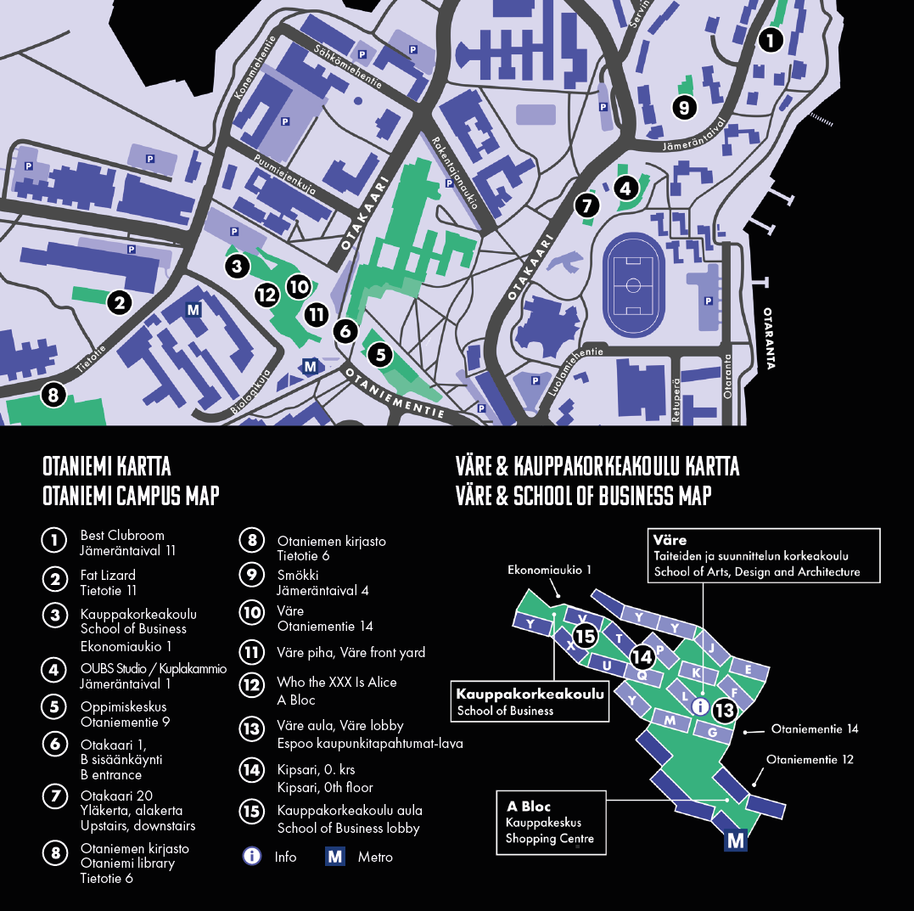 Otaniemen yön kartta