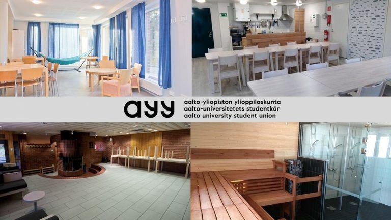 Kuvissa valoisa Ossinkulma, Kampusjaoston remontoima Ossinsauna, perinteikäs Rantasauna sekä Helsingin Jätkäsaaressa sijaitseva Atlantinkadun sauna