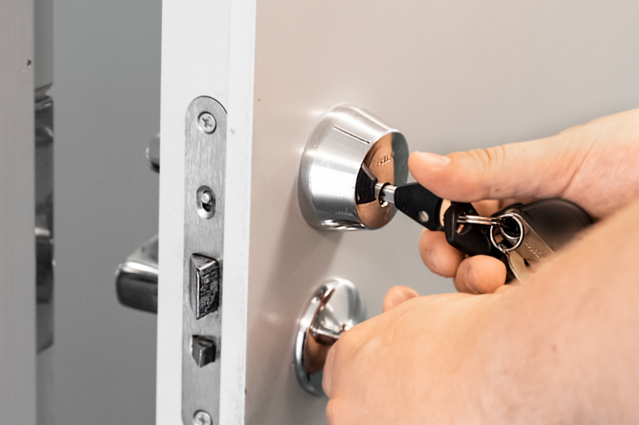 Keys in a door lock.