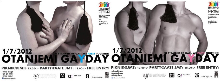 Posters from the first Otaniemi GayDay from 2012.