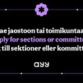 Hae jaostoon tai toimikuntaan Apply for sections or committees  Sök till sektioner eller kommittéer