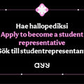 Hae hallopediksi Apply to become a student representative  Sök till studentrepresentant