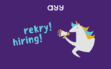 picture of a unicorn with a megofone shouting that AYY is hiring