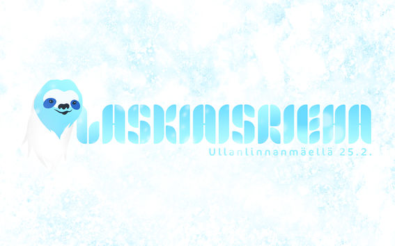 Blue banner photo for Laskiaisrieha with a sloth drawing