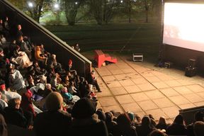 People at the outdoor cinema