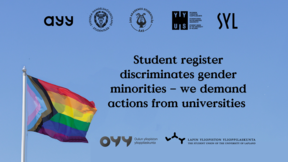 AYY x SHS x ÅAS x HYY x SYL x OYY x LYY: Student register discriminates gender minorities - we demand actions from universities