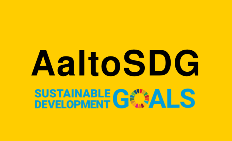 AaltoSDG logo text on yellow background